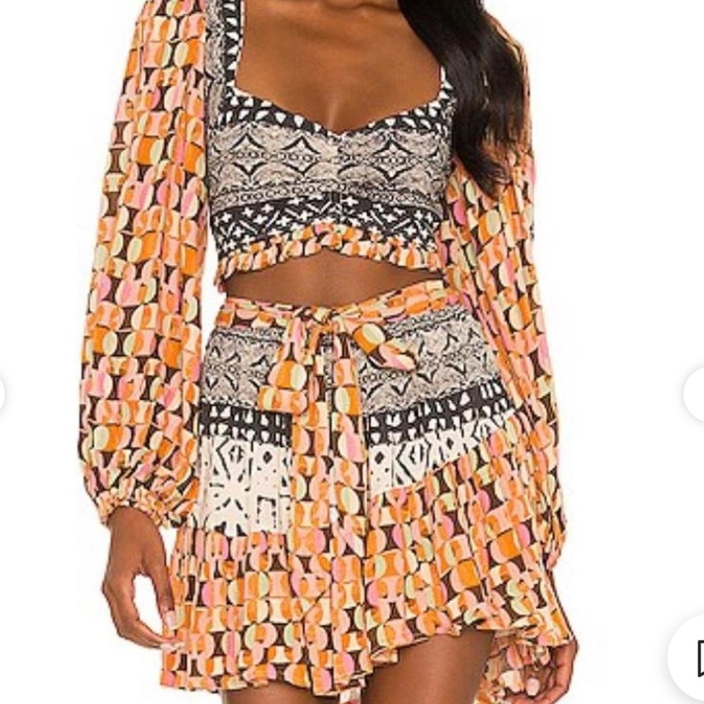 Free People Black and Pink Patterned set .